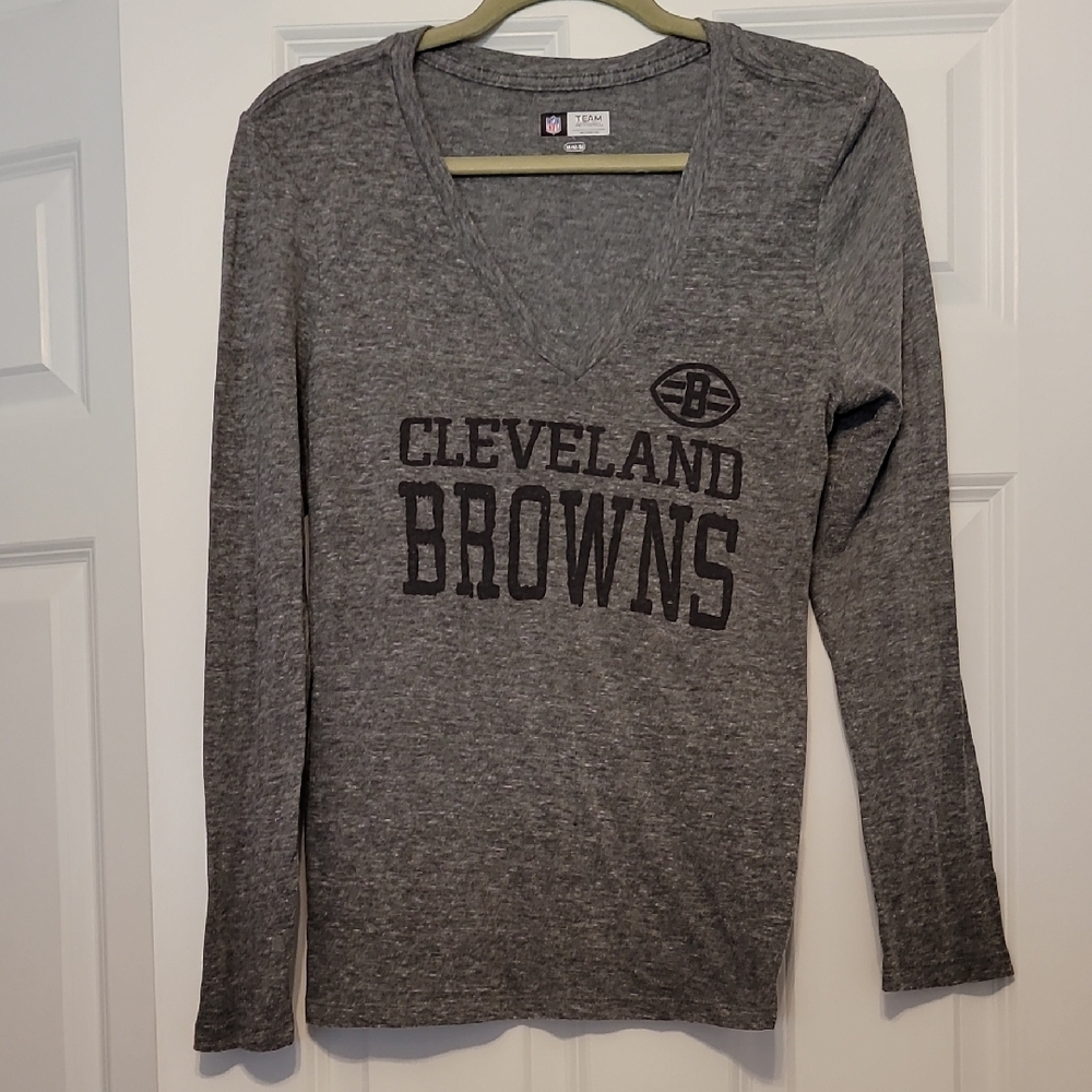 NFL Gray Cleveland Browns Long Sleeve Fitted T-Shirt